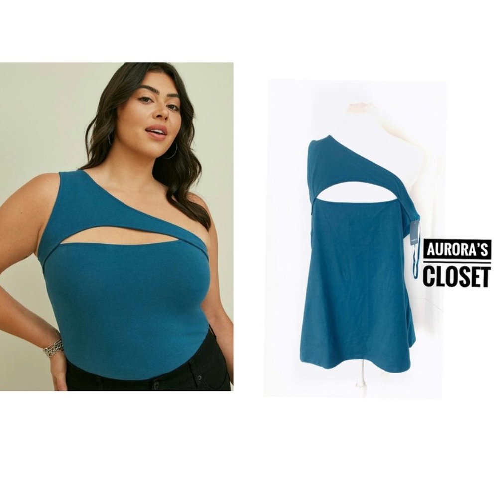 Torrid 3X Blue Foxy Cut Out Tank One Shoulder NWT